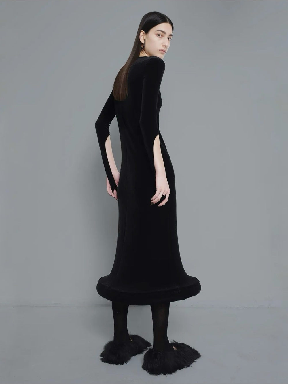 MELITTA BAUMEISTER Black Velvet Hoop Dress - Size 4 - XS S - F/W 23, Look 34